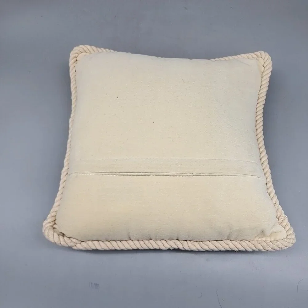 Vintage Needlepoint Pillow Sleepy Bear Blankets 9x9